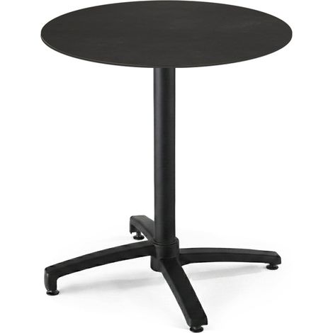 Table bistrot de jardin ronde inclinable 70 cm 4 places noir (1/5)