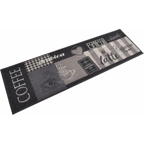 Alfombrilla de cocina lavable diseño elegante 150 x 45 cm antideslizante terciopelo negro 020046047 (1/5)