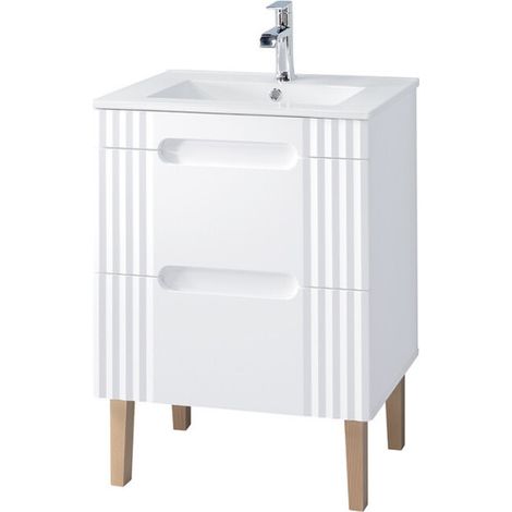 Meuble vasque à encastrer sur pieds 60 cm - Oceanie White - Livraison gratuite
