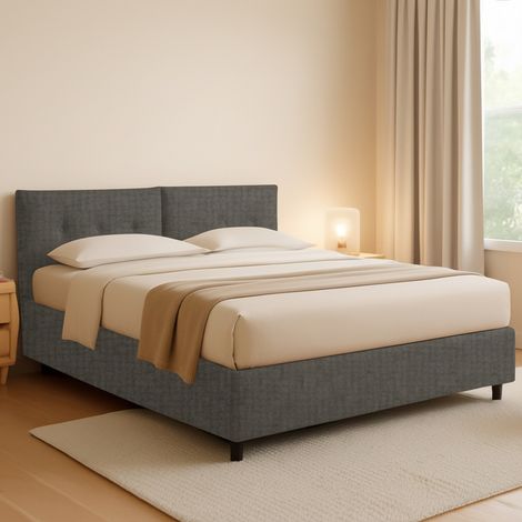 Cama de una plaza y media York, desenfundable, Made in Italy, gris tortora (1/5)