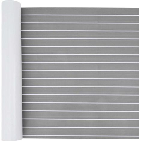 Tapis marin rayé, gris clair et blanc, 240 x 90 cm, en matériau EVA. (1/5)