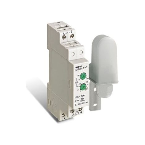 Interrupteur crépusculaire 0-1000 Lux – Sonde extérieure incluse – Pour lampes fluorescentes et LED – Alimentation 230V CA – Perry (1/7)