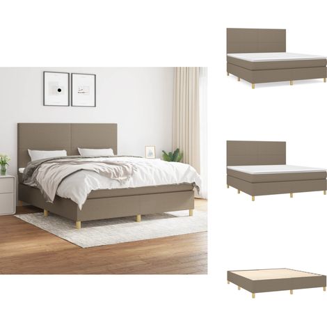 Boxspringbett mit Matratze Taupe 180x200 cm Stoff - Boxspringbett - Doppelbett - Bettenrahmen - Matratze - Tapete (1/5)