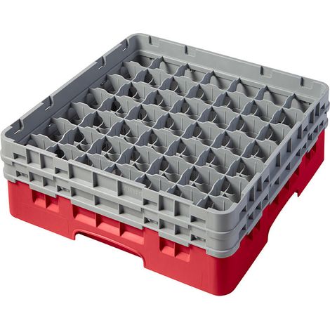 Casiers de lavage - Haut max 13.3 cm - 50 x 50 x 18.4 cm - Rouge Rosé - Lot de 4 - Cambro