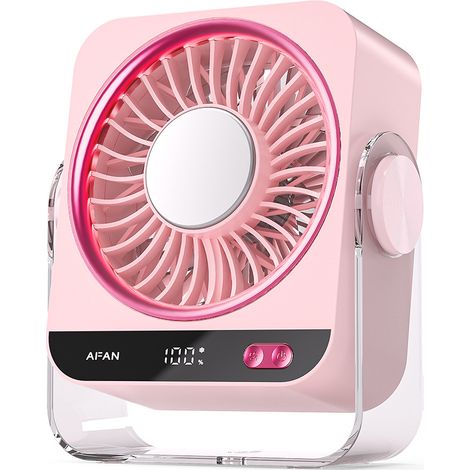 Ventilateur 2 en 1 Bureau et Mural Rechargeable USB – Affichage Numérique, 199 Vitesses, Fonction Rafraîchissement par Glace – Modèle Rose-lsw