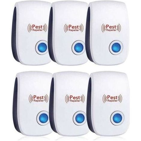 Repulsif Ultrasons, Ultrason Souris Lot de 6, Ultrason Souris et Rat Efficace Contre Souris,Rats,Mouches,Moustiques,Insectes Nuisibles,Araignées,Cafards, Sûr et Non Toxique (1/5)