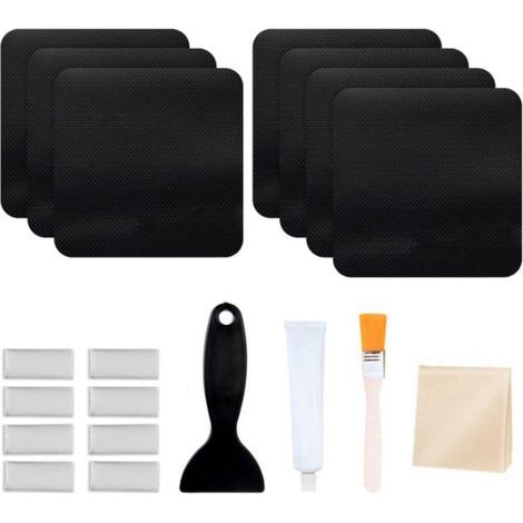 Kit de réparation de meubles de trampoline, patchs carrés, rectangulaires, ronds répare les fissures ou les trous dans le tapis du trampoline colle imperméable outils inclus (1/5)