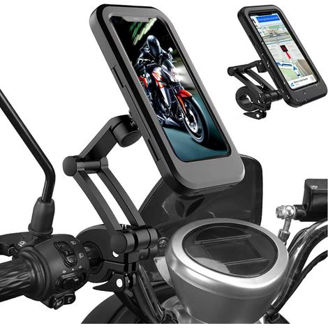 Support téléphone étanche pour vélo. Support univers téléphone portable, support moto avec tactile/rotation 360° pour vélo/poussette. Convient aux téléphones 4 à 6,8 pouces. (1/5)