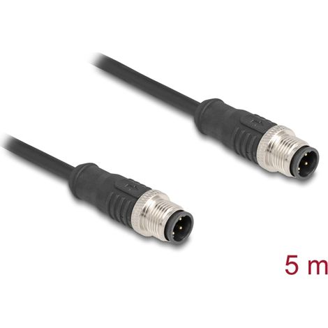 Delock Cable M12 codificado D 4 pin macho a macho PVC 5 m