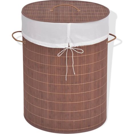 Bambus-Wäschekorb Oval Braun