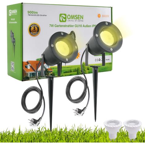 Spot de Jardin sur Piquet GU10 7W, Blanc Chaud 3000K, Aluminium Solide, Étanche IP67, Ampoules Remplaçables, Spot à Piquer LED Extérieur pour Jardin, Cour, Arbre, Pelouse, Plantes, Chemin (1/5)