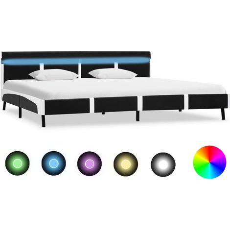 Bettgestell mit LED Schwarz Kunstleder 180x200 cm