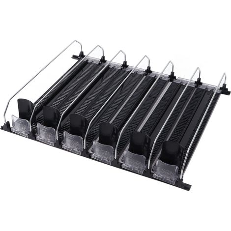 Organisateur boissons à poussée automatique 6 rangées largeur réglable à ressort glissement facile grande capacité 15 pouces distributeur frigo noir (1/5)