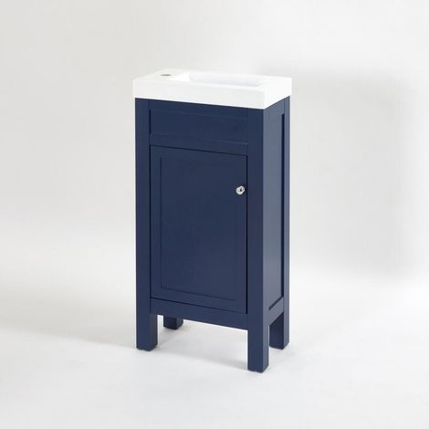 Milano Aston - Navy Blue 440mm Traditional Bathroom Cloakroom Vanity Unit with Basin (1/5)