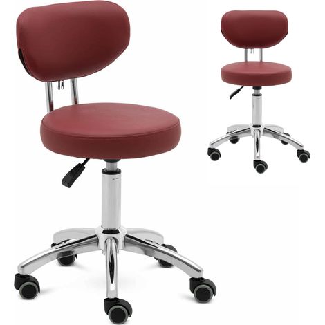 Silla de maquillaje giratoria Ascona con respaldo y ruedas, 46-60 cm - burdeos (1/5)