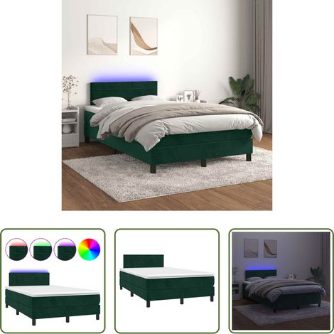 vidaXL Matelas à ressorts ensachés - Sommier à lattes de lit avec matelas LED Vert foncé 120x200 cm (1/5)
