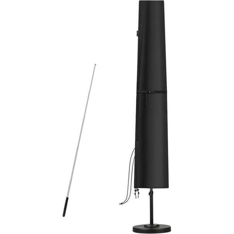 Housse de parasol 190×30/50 cm – pour parasols de 200 à 360 cm (2 à 3 m), imperméable, avec mât télescopique et fermeture éclair, noire (1/4)