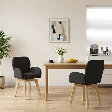 vidaXL Sillas de comedor giratorias 2 uds. Bouclé Negro (1/5)