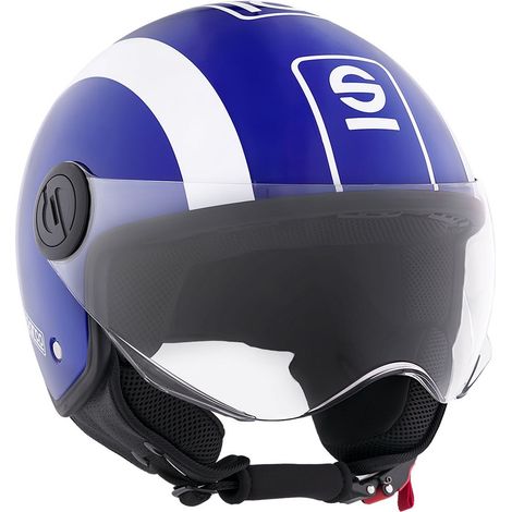 Sparco Casco Demi-Jet per moto blu e bianco con calotta in ABS Taglia S