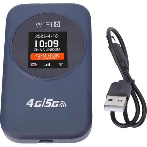 Routeur sans fil portable 4G WiFi 300Mbps 2.4G avec affichage du temps et emplacement pour carte SIM, destiné aux voyages (1/5)