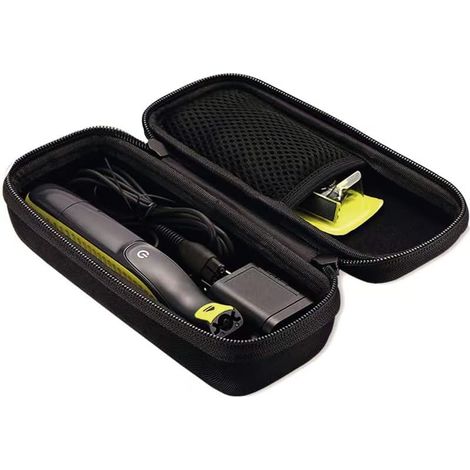 Estuche de viaje compatible con Micro Touch Solo, Braun Series XT5 y King C. Gillette, afeitadora eléctrica híbrida para barba, cortapelos y afeitadora (negro). (1/5)