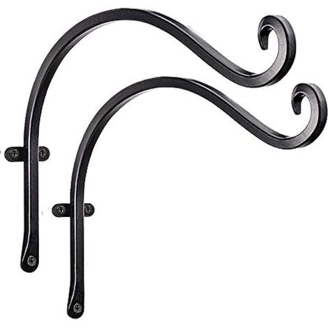 Supports muraux pour paniers de 30 cm (12 po), crochets robustes en métal forgé pour suspendre plantes, paniers de fleurs, lanternes et mangeoires à oiseaux (lot de 2) (1/5)