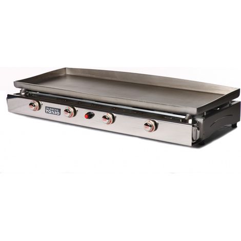 Plancha à gaz 4 feux inox 6mm – Cuisson professionnelle pour 30 à 100 personnes – Montée en température rapide – Surface de cuisson 110x53cm – Plancha Tonio