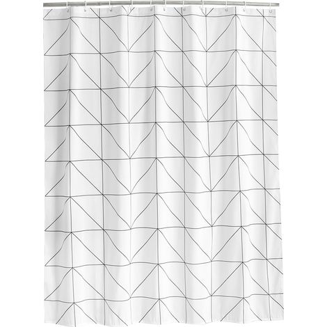 Cortina de ducha, poliéster impermeable, 12 ganchos, ojales metálicos, baño (1/5)