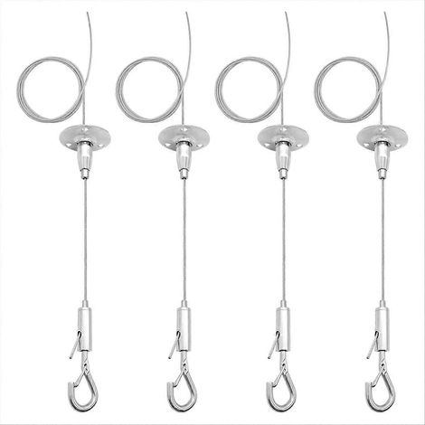 Set mit 4 Deckenaufhängungsseilen (1,8 m), 2 m verstellbarem Aufhängungsseil mit Haken und Wandbefestigungsseil (1/5)