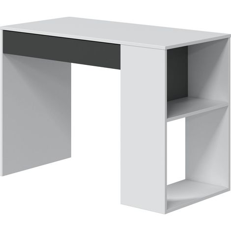 Scrivania 101x50x73 cm bianco opaco e grigio antracite con 1 cassetto - Malta