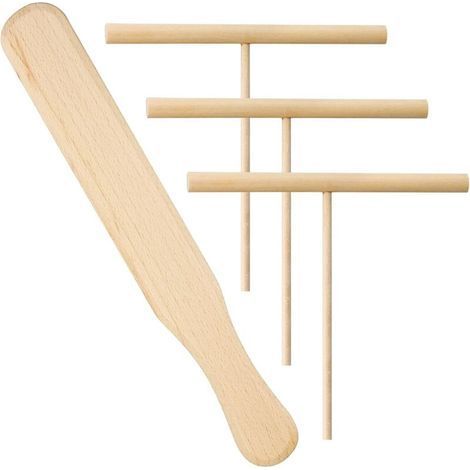 CSPARKV 1 ensemble, Crêpes 1 Spatule Crêpe Bois et 3 Râteau à Crêpes Etaleur Crepe Épandeur de Crêpes pour Ustensiles de Cuisine Pancake Maker Cooking Tool (1/5)
