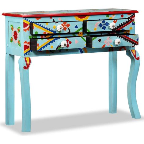 Maison Exclusive - Consolle in Legno Massello di Mango Blu Dipinta a Mano (1/5)