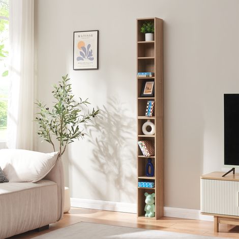 CD Regal Tynset 187x20x17 cm mit 10 Fächern Sonoma-Eichenoptik [en.casa] (1/5)