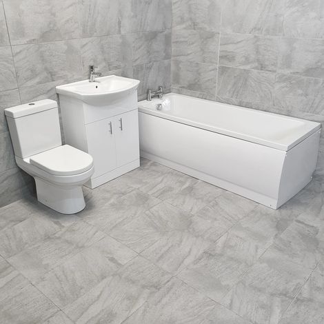 Charlotte White 550mm Vanity Bath Suite With Taps - Bathroom Suite, No End Panel (1/5)