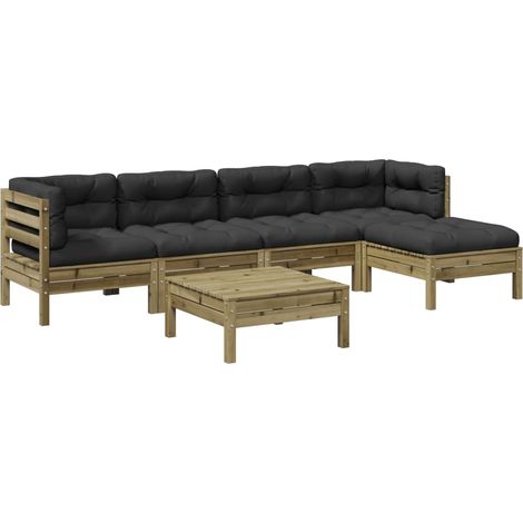 Set Divani da Giardino 6pz con Cuscini Legno Impregnato di Pino vidaXL (1/5)