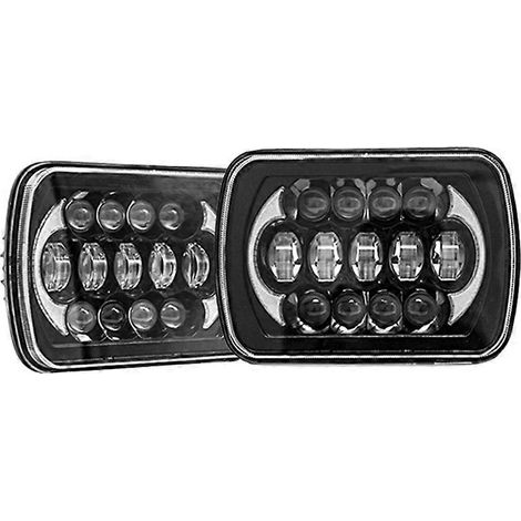 Set mit 2 quadratischen 5x7-Zoll-LED-Scheinwerfern mit Tagfahrlicht für Jeep Cherokee XJ Wrangler YJ (1/5)