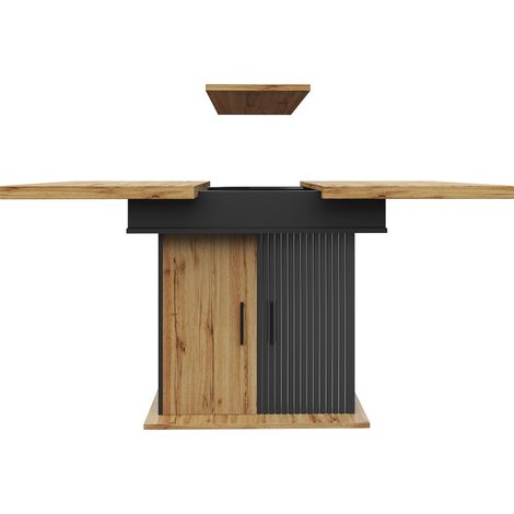 Tavolo allungabile da pranzo 110-140 x 80 cm in MDF e metallo, stile retrò, per 4-6 persone (1/5)