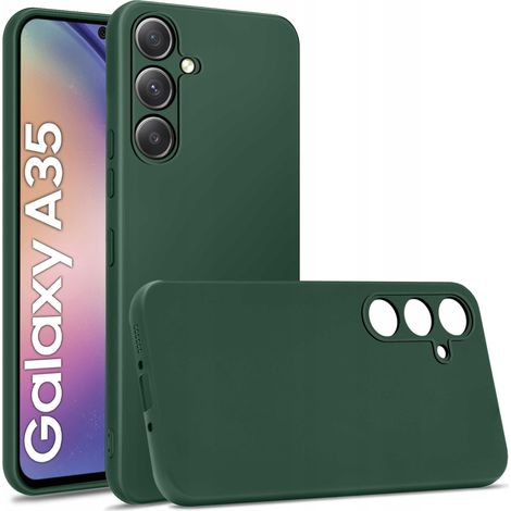 Coque pour Samsung Galaxy A35 5G, coque arrière mate en silicone vert + verre trempé (1/5)