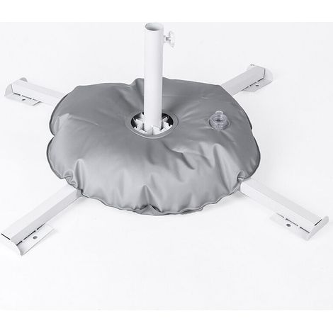 Pied pliable pour parasols - idéal pour les jardins, terrasses, cafés, etc. - 1 jeu, blanc, avec sac de lestage. (1/4)