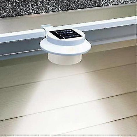 Lot de 4 lampes solaires, appliques murales solaires, éclairage LED solaire extérieur pour gouttières, veilleuse solaire intelligente blanche Sun Power pour gouttières (1/5)