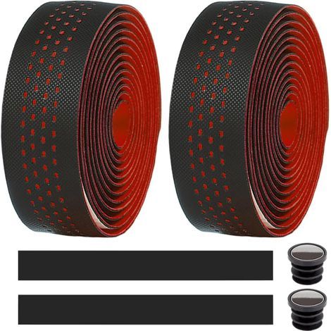2 Rouleaux Ruban de Guidon de Vélo Guidoline Vélo Route Cuir Respirant EVA PU Antidérapant Absorbant Les Chocs Confort Bande Aadhésives avec Bouchon d'extrémité (1/5)