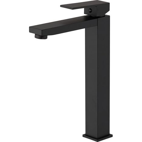 Matte black single-handle bathroom faucet, single-hole bathroom tap, aerator spout, modern commercial bathroom sink faucet with supply line (1/4)