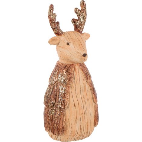 Statuette Déco Renne "Imitation Bois" 26cm Camel (1/3)
