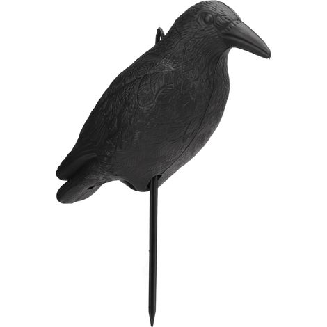 Corbeau factice en polyéthylène noir, décoration de cour avec poteau pour attirer et effrayer les oiseaux de chasse (1/5)