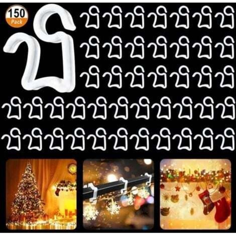 [NON UTILIZZATO] 150 ganci bianchi per luci di Natale, mini clip per luci di Natale, ganci in plastica per grondaie esterne per luci decorative, creano un'atmosfera calda