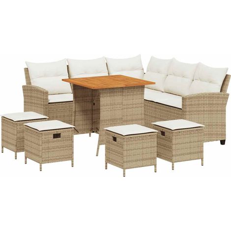 Ensemble de canapé de jardin 6 pcs avec coussins en forme de L beige résine tressée vidaXL (1/5)