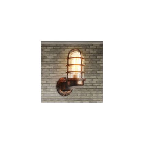 Litzee – Applique da parete in metallo stile retrò vintage – Illuminazione industriale – Attacco E27 – Colore ruggine – 210V-240V – Resistente alla corrosione – Crezuo