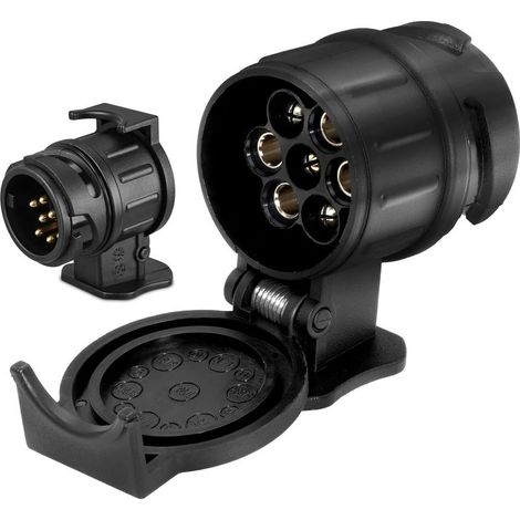 2 PCS Adaptateur Remorque 7 Broches vers 13 Broches et Adaptateur Remorque 13 Broches vers 7 Broches, 12V Connecteur Convertisseur Prise de Remorque pour Caravane Camion RV Voitures Ba (1/5)