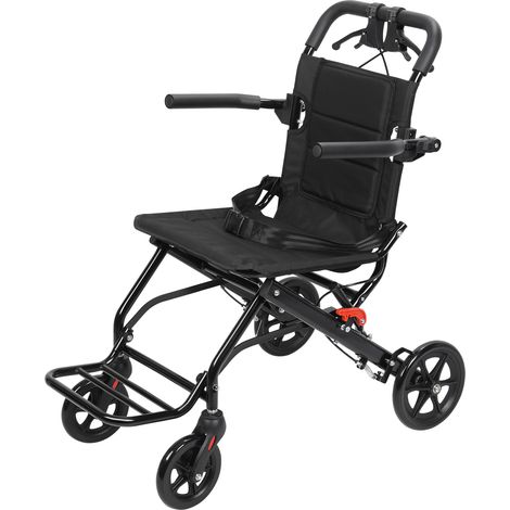 Faltbarer Rollstuhl, Tragfähigkeit 100 kg, um 360 Grad schwenkbare Vorderräder, 82×50×88 cm, Schwarz. (1/5)