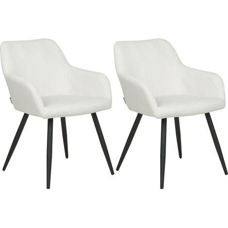 Set di 2 sedie imbottite in velluto bianco crema con gambe in metallo Casmalia